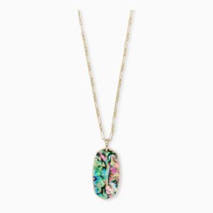 Faceted Reid Gold Long Pendant Necklace In Abalone