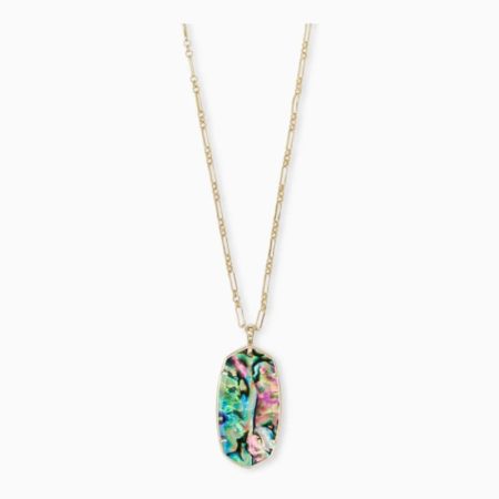 Faceted Reid Gold Long Pendant Necklace In Abalone